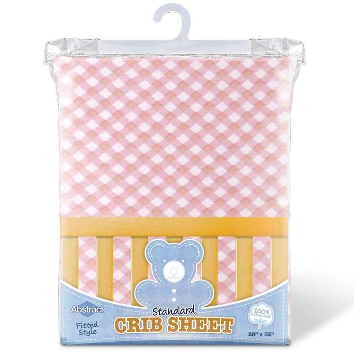 ABSTRACT FITTED SHEET CHECKED PINK FOR STANDARD CRIB - 28" X 52"