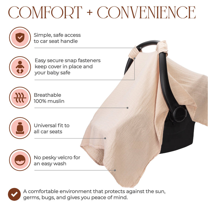 Baby Car Seat Cover by Comfy Cubs - Blush Car Seat Cover Comfy Cubs