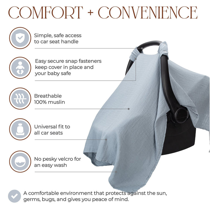 Baby Car Seat Cover by Comfy Cubs - Pacific Blue Car Seat Cover Comfy Cubs