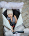 7AM ENFANT TUNDRA CAR SEAT COCOON TUNDRA IN WHITE FUR & BEIGE HEATHER BUNTING 7 A.M.
