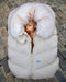 7AM ENFANT TUNDRA CAR SEAT COCOON TUNDRA IN WHITE FUR & BEIGE HEATHER BUNTING 7 A.M.