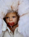 7AM ENFANT TUNDRA CAR SEAT COCOON TUNDRA IN WHITE FUR & BEIGE HEATHER BUNTING 7 A.M.