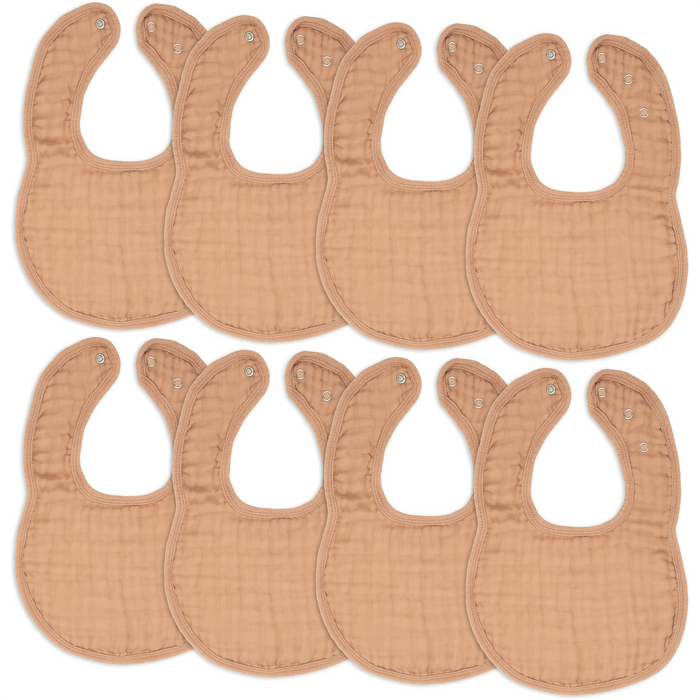 Muslin Bibs by Comfy Cubs - Caramel Pack Of 8 Bibs Comfy Cubs