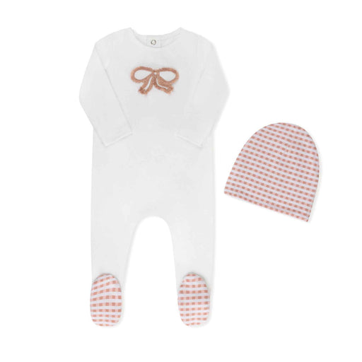 Checked Fringe Footie Pink Tricot Bebe