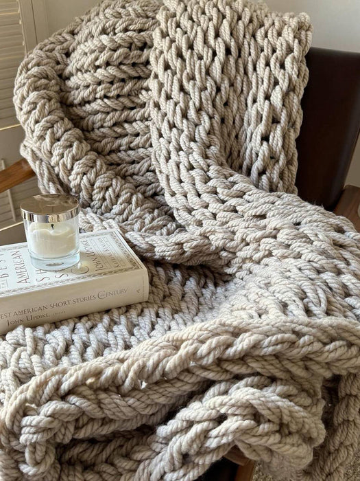 Chunky Knit Blanket in Oatmeal Anzy Home