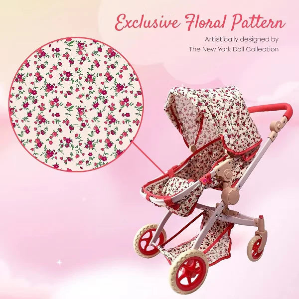 THE NEW YORK DOLL COLLECTION  CONVERTIBLE COMBO BABY DOLL STROLLER -  FLORAL