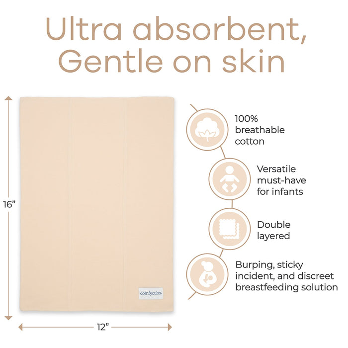 Cotton Burp Cloths by Comfy Cubs - Cream Cotton Burp Cloths Comfy Cubs