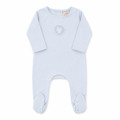 Crochet Applique (Cotton) Footie Dusty Blue Tricot Bebe