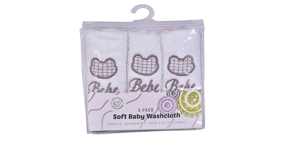 3PK WASHCLOTHS WHITE