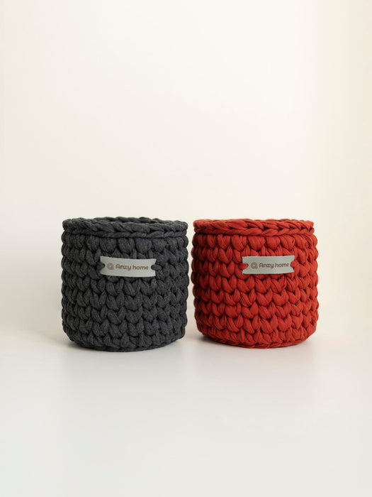 Set of 2 Storage Baskets | US Stock Graphite + Copper Baskets Anzy Home