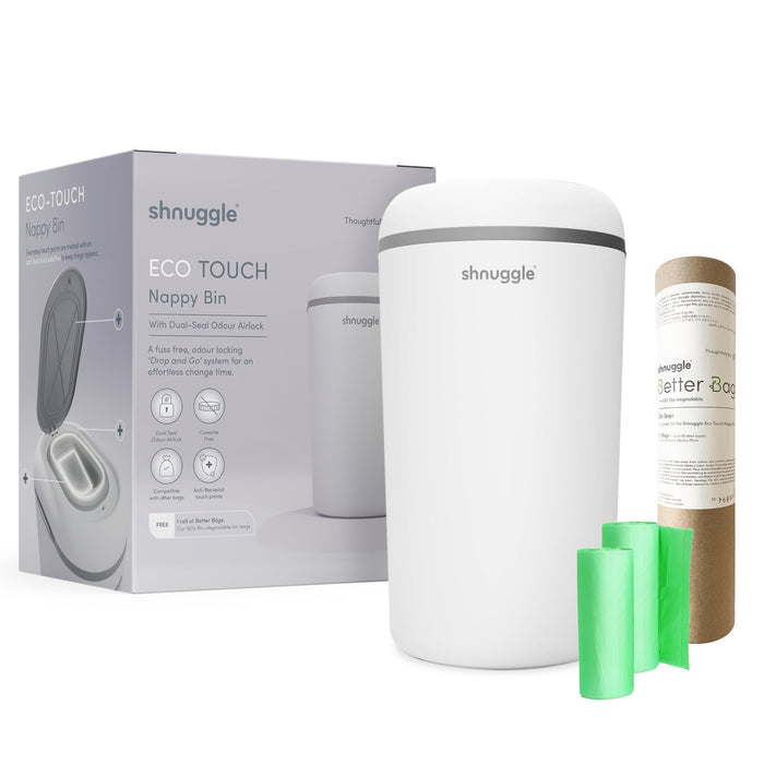 Shnuggle Eco-Touch Nappy Bin Diaper Pail + 30 Better Bag Liners Change M4A