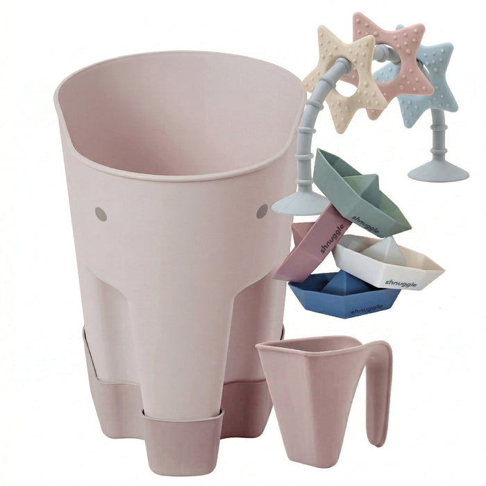 Shnuggle Bath Accessories Bundle - Ellie Scoop, Washy Jug, Boats & Wishy Toy - 4-Piece Set Blossom Bath M4A