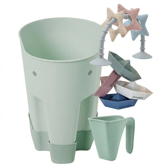 Shnuggle Bath Accessories Bundle - Ellie Scoop, Washy Jug, Boats & Wishy Toy - 4-Piece Set Eucalyptus Bath M4A