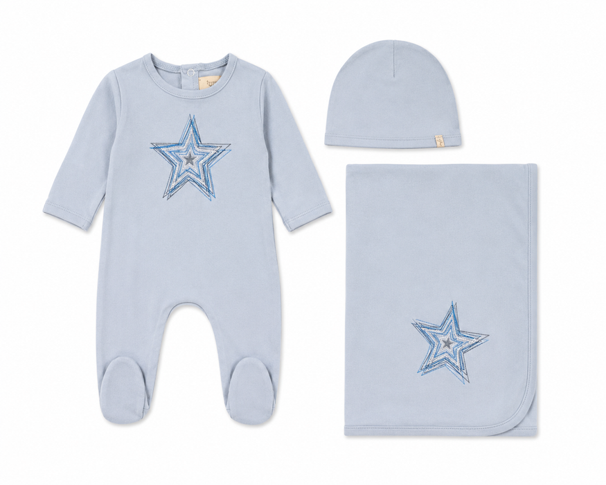 Embroidered Flower/Star Layette Set
