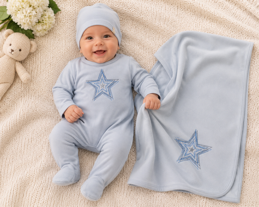 Embroidered Flower/Star Layette Set Tricot Bebe