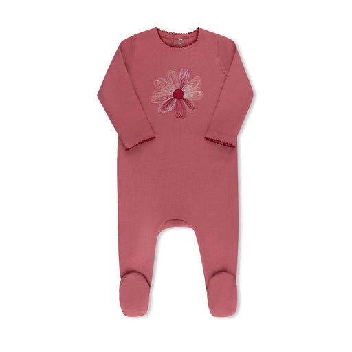 Embroidered Flower/Star Footie Rose Tricot Bebe