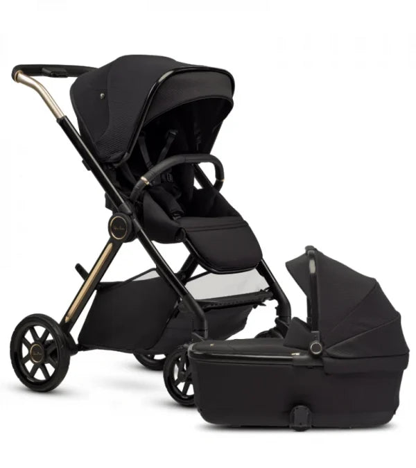 SILVER CROSS REEF 2 FULL SIZE STROLLER + FOLDING BASSINET - NEW ONE SIZE ESPRESOO - BLACK STROLLER SILVER CROSS