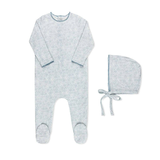 Faded Floral Footie Blue Tricot Bebe