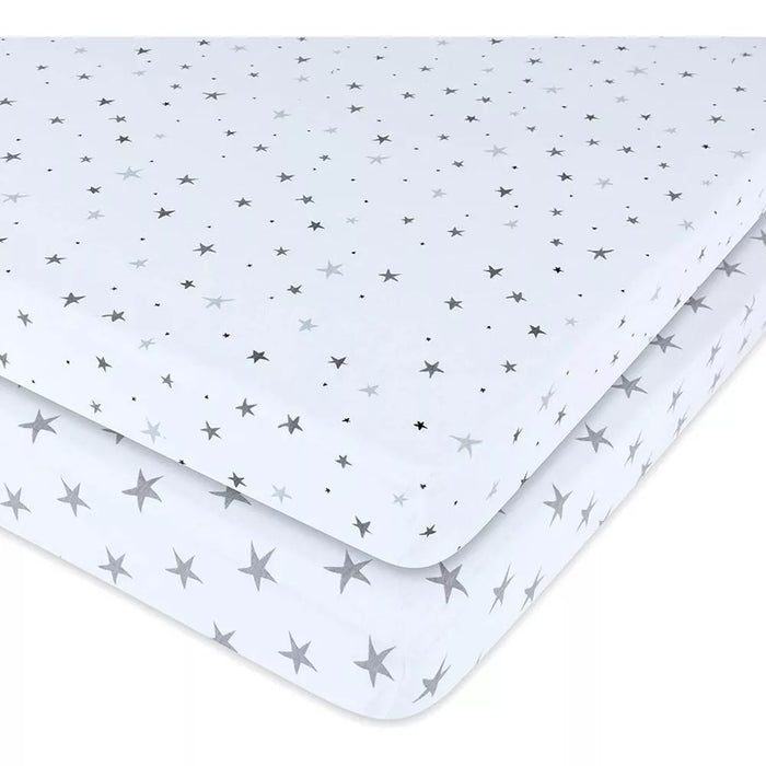 WATERPROOF CRIB SHEET STARS GREY