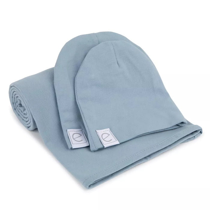 DUSTY BLUE SWADDLE & BEANIE GIFT SET