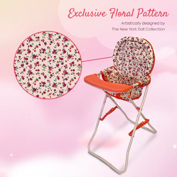THE NEW YORK DOLL COLLECTION 18 INCH DOLL HIGH CHAIR FLORAL