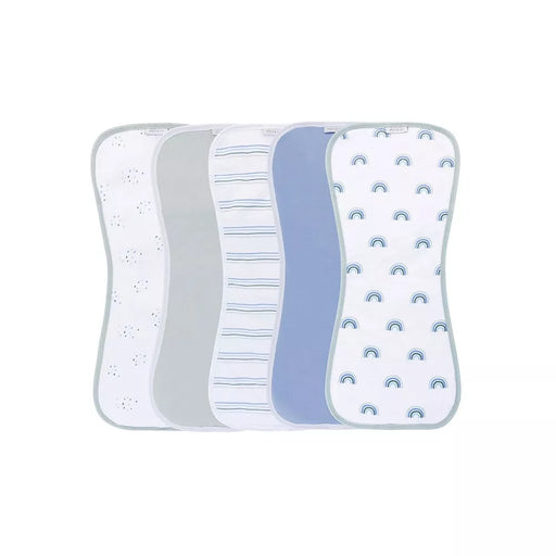 5PK BURP CLOTH BLUE RAINBOW