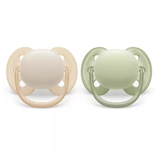 AVENT PHILIPS ULTRA SOFT PACIFIER 0-6 MONTHS - SAND/GREEN - 2PK