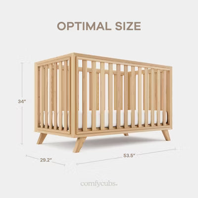 COMFY CUBS BABY CRIB FOR 0 TO 3 YEARS - ADJUSTABLE MATTRESS HEIGHT - 80 LBS CAPACITY NURSERY BED CRIB COMFY CUBS