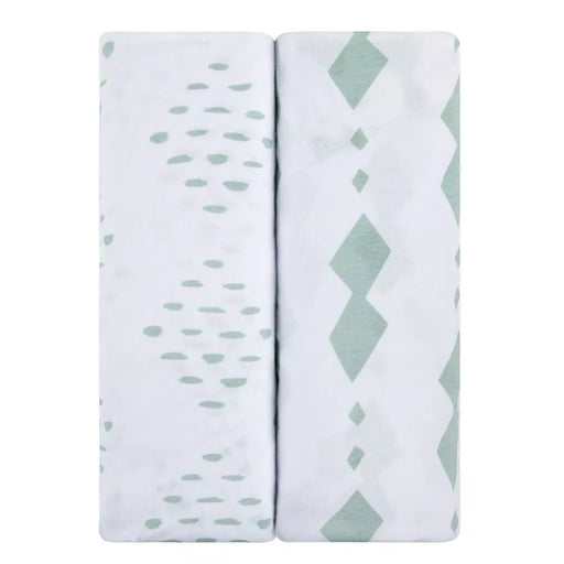 ELY`S & CO. CRIB SHEET SET 100% JERSEY COTTON 2 PACK - DIAMOND SET SAGE