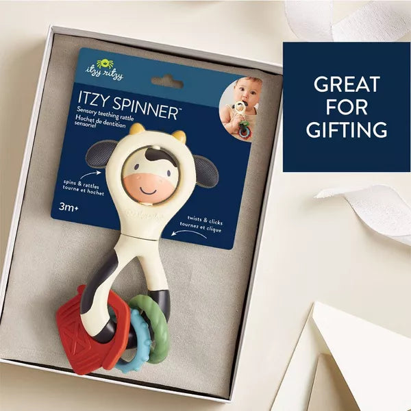 ITZY RITZY ITZY SPINNER SENSORY TEETHING RATTLE - COW TEETHERS ITZY RITZY