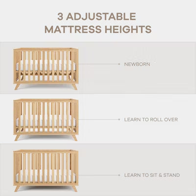 COMFY CUBS BABY CRIB FOR 0 TO 3 YEARS - ADJUSTABLE MATTRESS HEIGHT - 80 LBS CAPACITY NURSERY BED CRIB COMFY CUBS