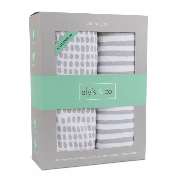 ELY`S & CO. WATERPROOF CHANGING PAD COVERS SET 100% JERSEY COTTON 2 PACK