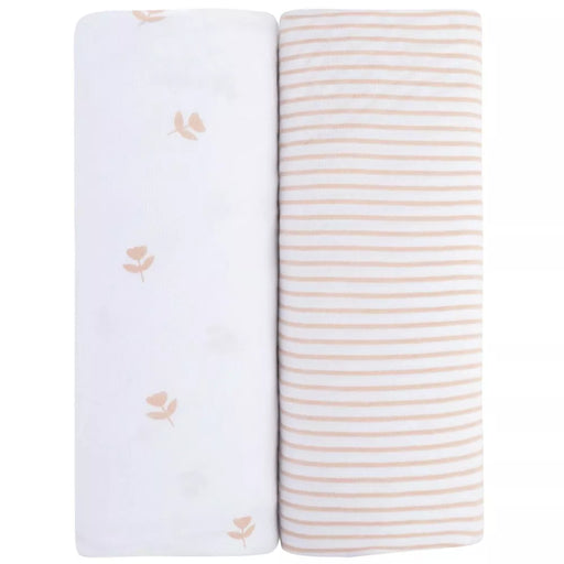 2PK CRIB SHEET PINK TULIP STRIPE