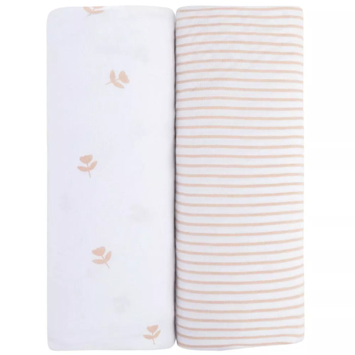 2PK CRIB SHEET PINK TULIP STRIPE