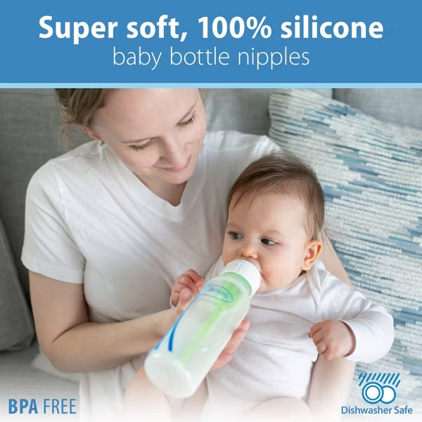 DR. BROWN`S NARROW BABY BOTTLE SILICONE NIPPLE - 2PK BPA-FREE, VENT-FREE BOTTLE ACCESORIES DR BROWNS