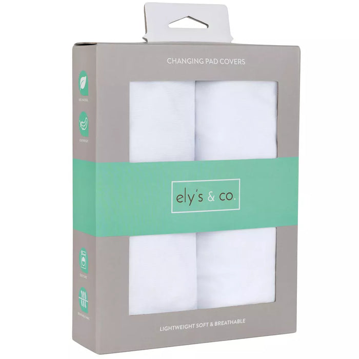 ELY`S & CO. 2 PACK CHANGING PAD COVER SHEETS - SOLID WHITE