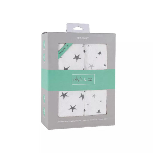 WATERPROOF CRIB SHEET STARS GREY