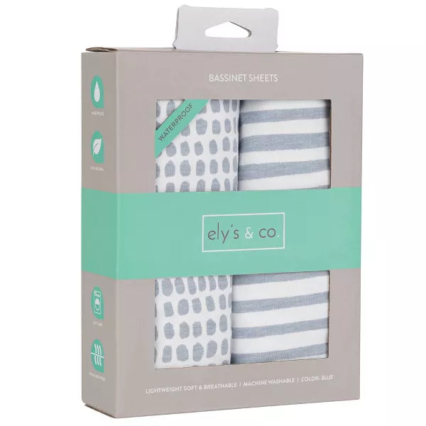 ELY`S & CO. WATERPROOF CHANGING PAD COVERS SET 100% JERSEY COTTON 2 PACK