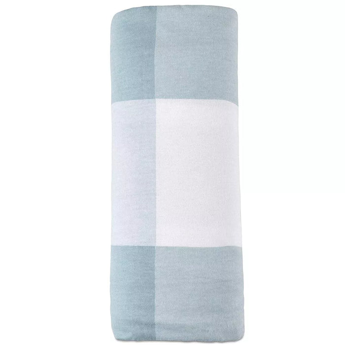 CRIB SHEET GINGHAM DUSTY BLUE