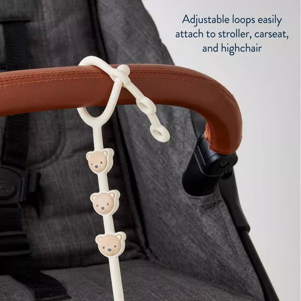 ITZY RITZY ITZY STRAP TOY AND SNACK CUP STRAP FOR STROLLERS & HIGH CHAIRS - TAN BEAR