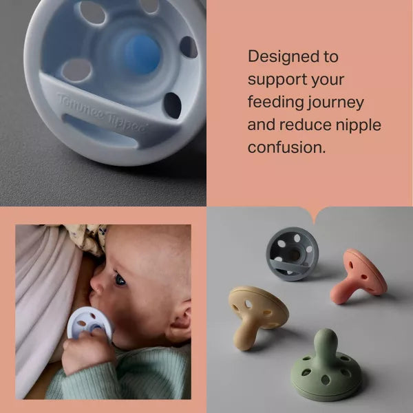 TOMMEE TIPPEE BREAST-LIKE PACIFIER, LIGHTWEIGHT, ONE-PIECE SILICONE DESIGN, SYMMETRICAL NIPPLE, 2 PACK PACIFIERS TOMMEE TIPPEE