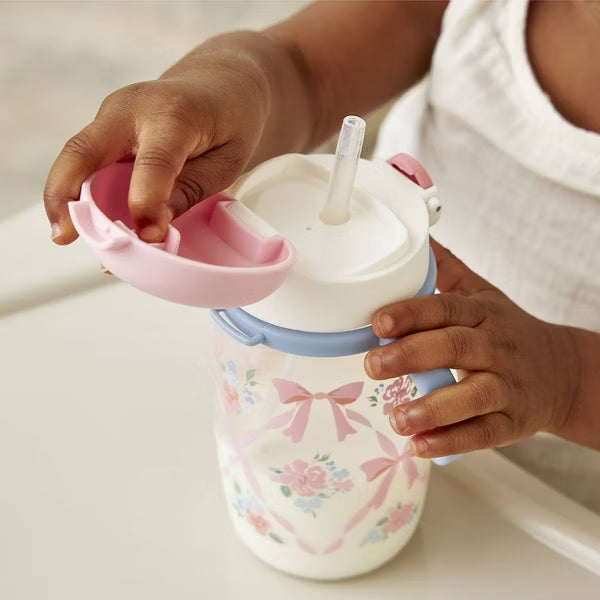 ITZY RITZY 13OZ POLYPROPYLENE SILICONE ITZY SIPS TODDLER WATER BOTTLE WITH WEIGHTED STRAW AND LEAK-RESISTANT LID BPA-FREE