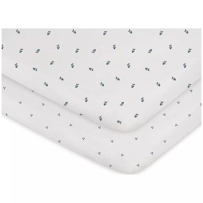 ELY`S & CO. WATERPROOF BASSINET SHEET SET -BERRY AND CLUSTER DOT BLUE 2 PACK