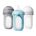 BOON NURSH SILICONE BABY BOTTLES WITH COLLAPSIBLE SILICONE POUCH - 8 FL OZ/3PK MEDIUM FLOW NIPPLE, BPA-FREE