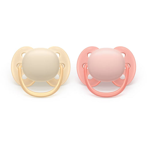 PHILIPS AVENT ULTRA SOFT PACIFIERS 0-6M - 2PK . SAND SOFT PINK PACIFIER AVENT