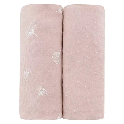 BASSINET SHEET 2PK PINK GINKGO LEAF