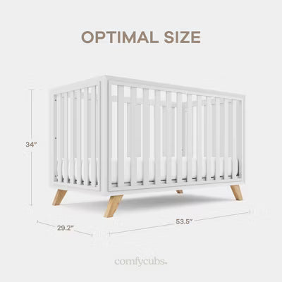 COMFY CUBS BABY CRIB FOR 0 TO 3 YEARS - ADJUSTABLE MATTRESS HEIGHT - 80 LBS CAPACITY NURSERY BED CRIB COMFY CUBS