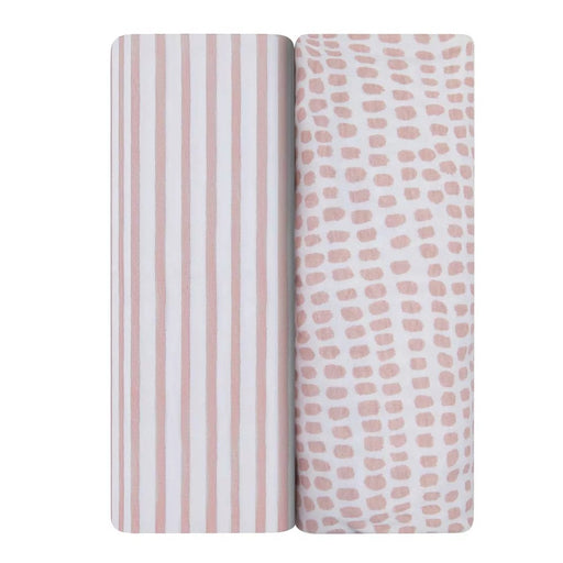 BASSINET SHEET 2PK STRIPES+SPLASH PINK