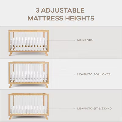 COMFY CUBS BABY CRIB FOR 0 TO 3 YEARS - ADJUSTABLE MATTRESS HEIGHT - 80 LBS CAPACITY NURSERY BED CRIB COMFY CUBS