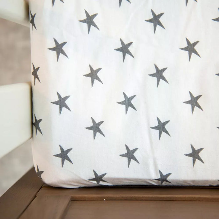 WATERPROOF CRIB SHEET STARS GREY